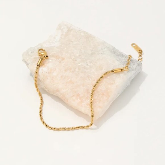 Timeless Gold Rope Chain Bracelet Waterproof Jewelry 18K Gold Rope Chain PRETTY - Picture 10 of 14